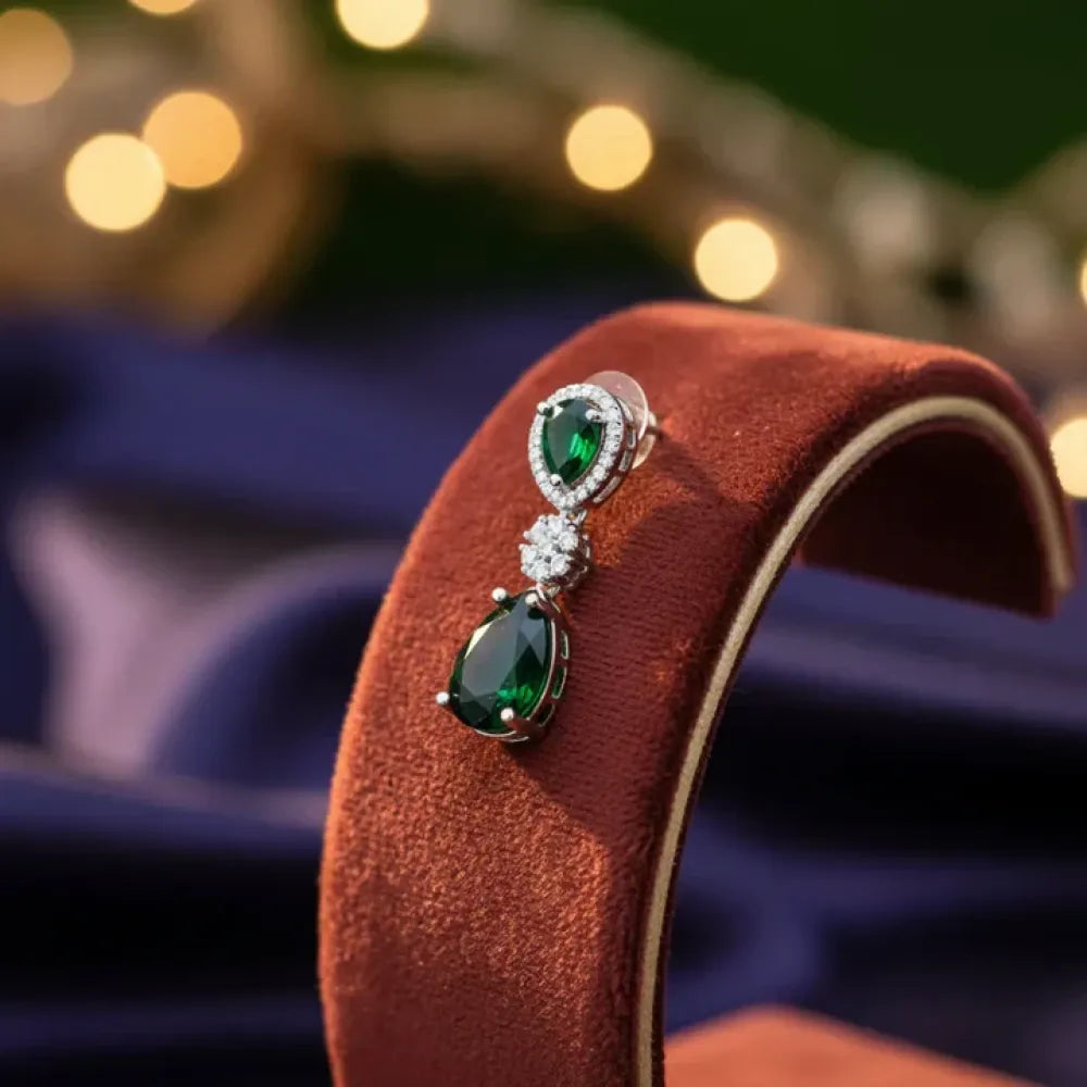 Emerald & american diamond necklace set - jeweller set