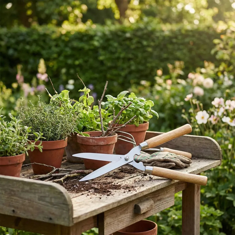 Ergonomic wooden hedge shears - garden