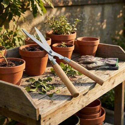Ergonomic wooden hedge shears - garden