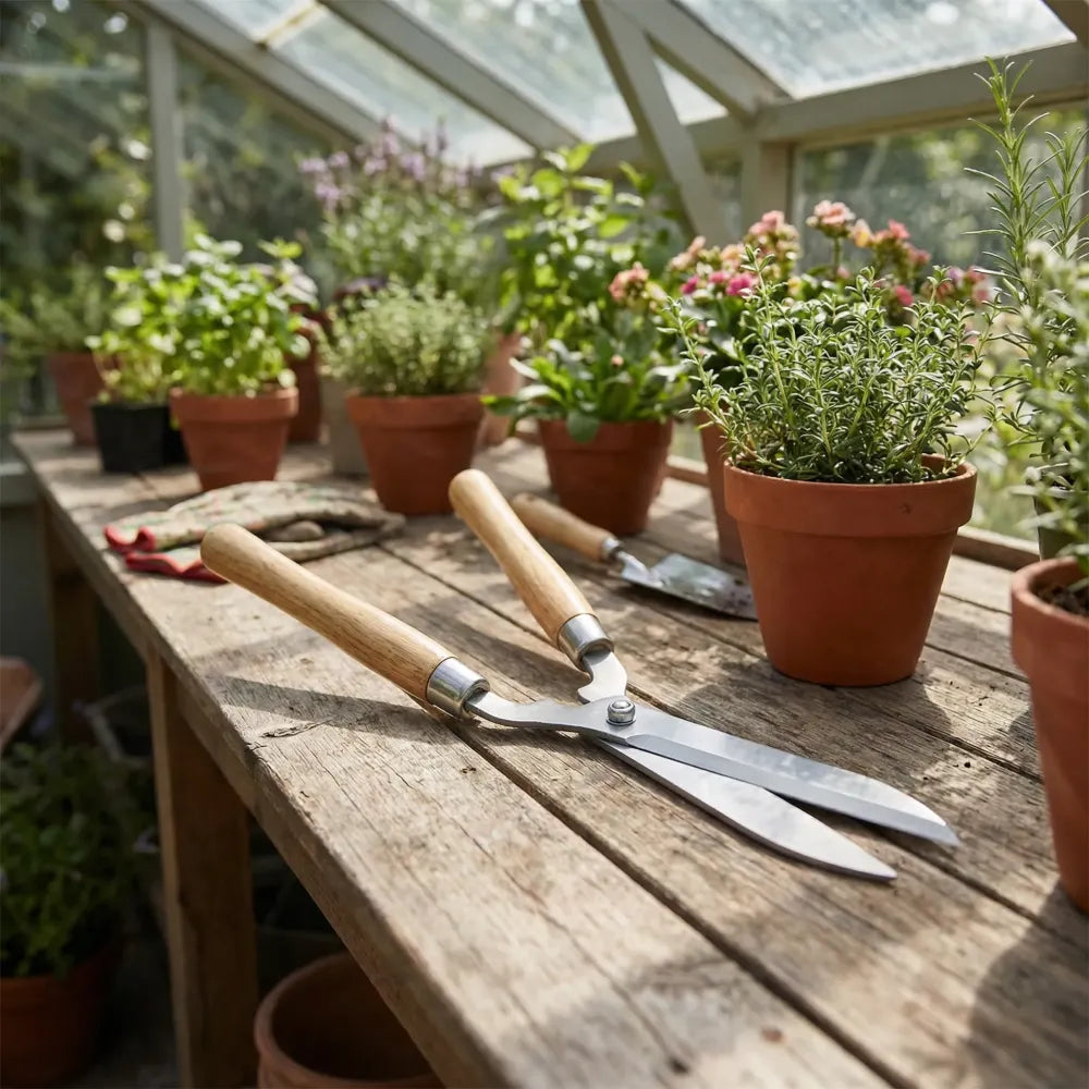 Ergonomic wooden hedge shears - garden