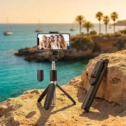 Extendable flash 3-in-1 selfie stick tripod with bluetooth remote