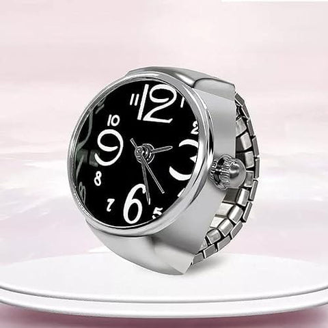 Women’s men’s ring watch analogue quartz on finger