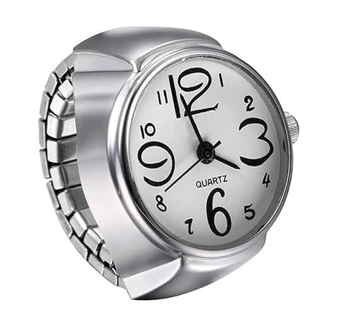 Women’s men’s ring watch analogue quartz on finger