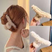 Plush non-slip hair claw clip