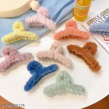 Plush non-slip hair claw clip