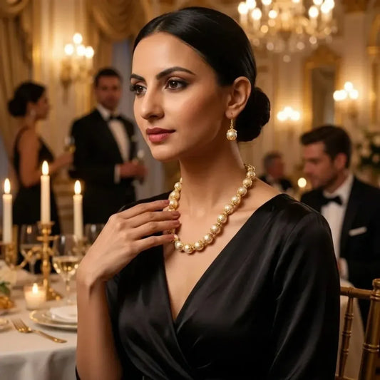 Filigree pearl beaded necklace set - jeweller set