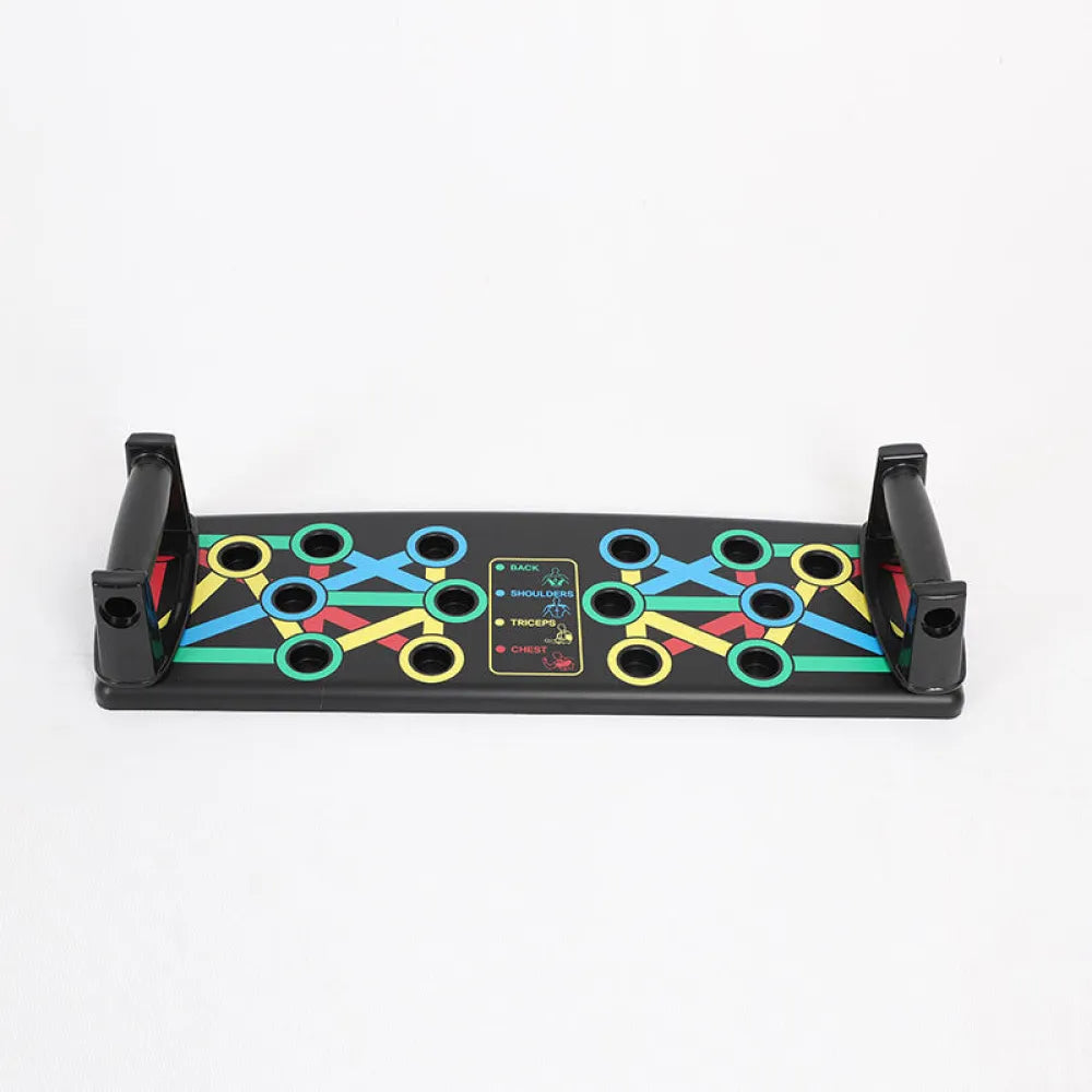 Black push-up board with color-coded positions.