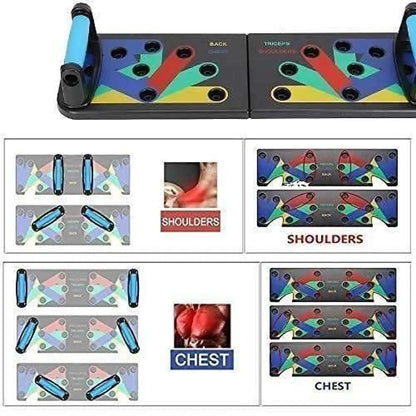 Push-up board with color-coded positions.