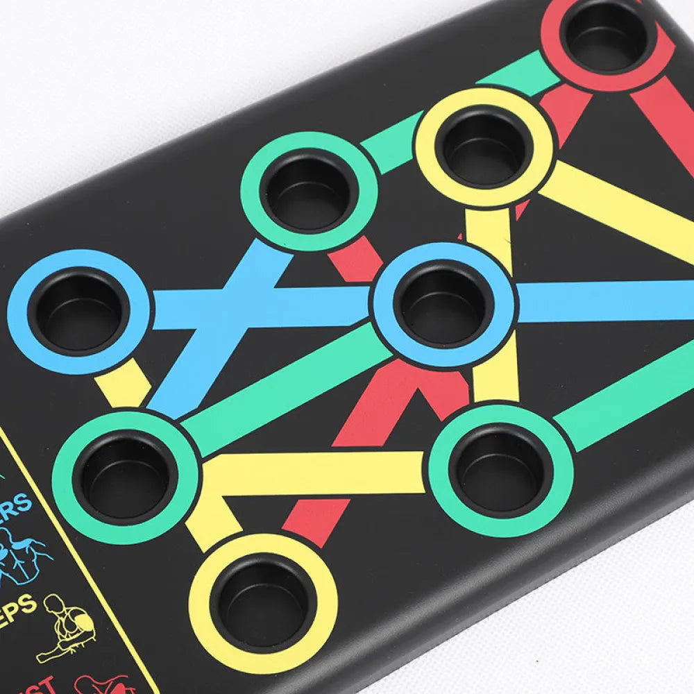 Push-up board with color-coded positions.