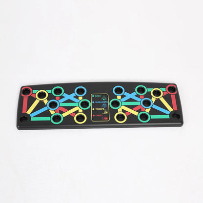 Black push-up board with color-coded positions.