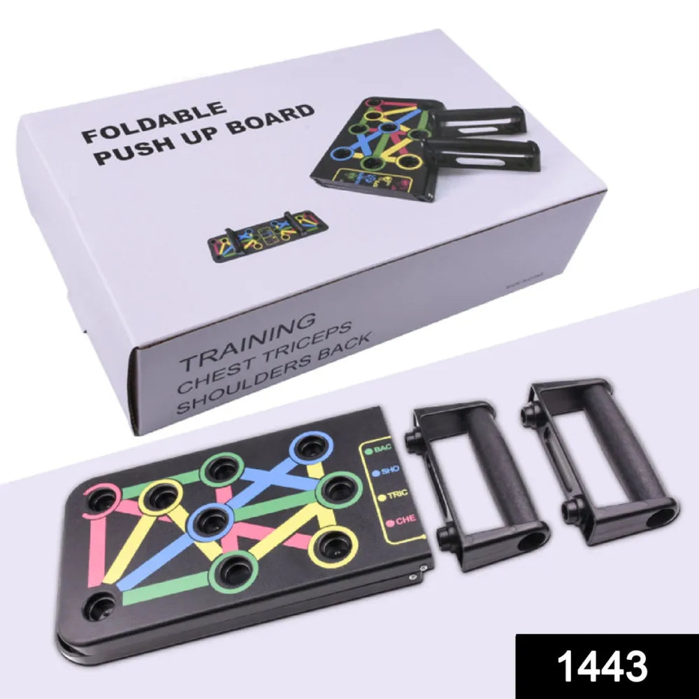 Foldable push-up board with handles.