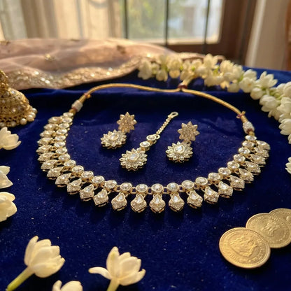 Floral kundan jewelry set – 3 pcs - jeweller set