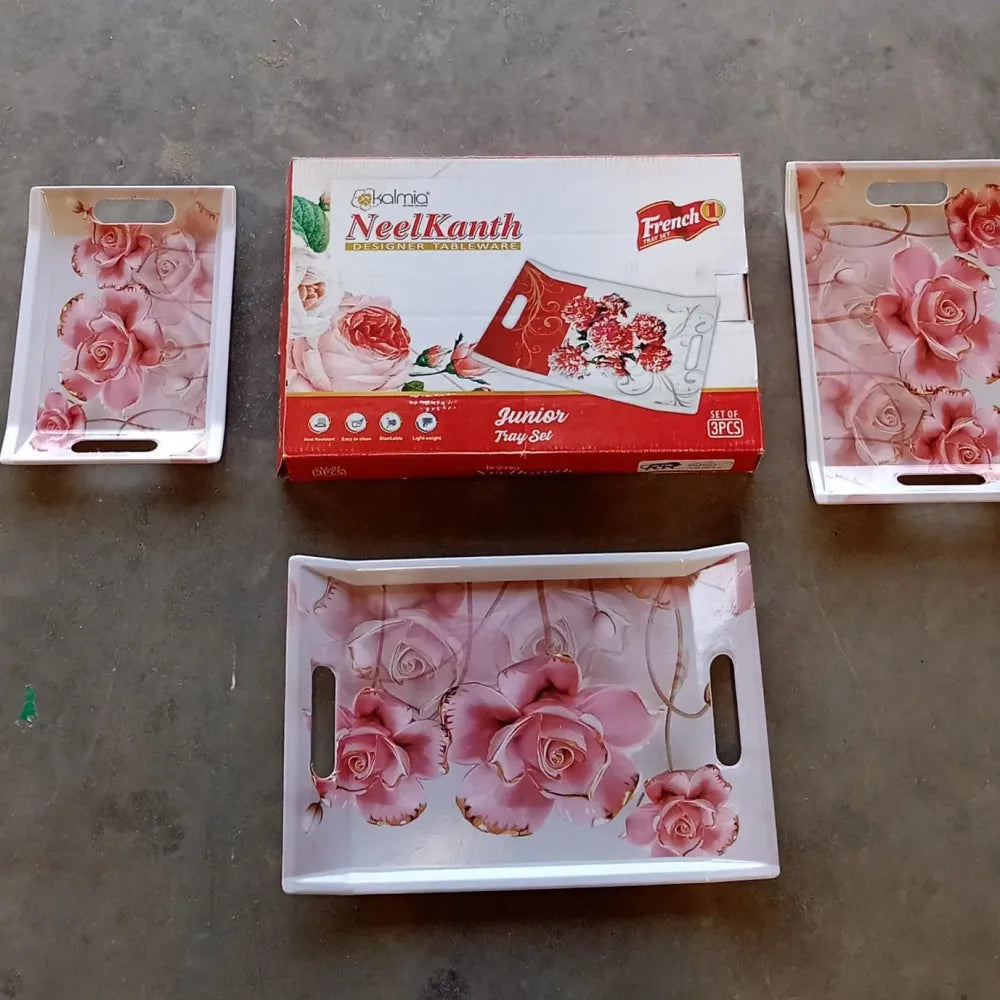 Floral tray set – 3 pcs - home & kitchen