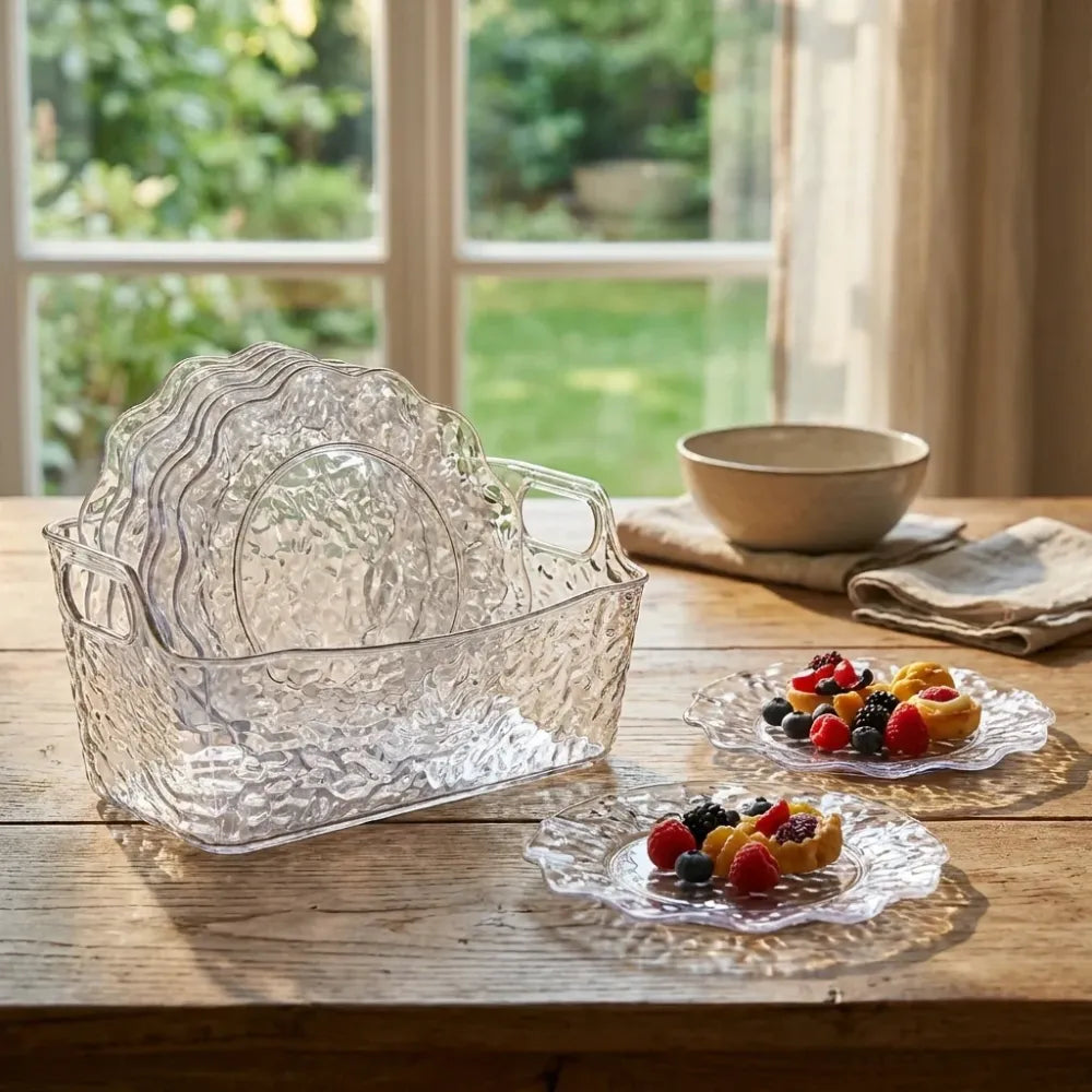 Flower design plastic plates - home & kitchen