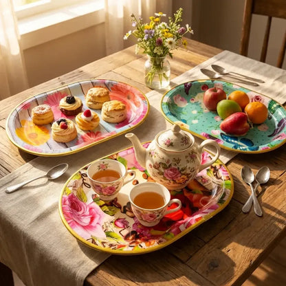 Flower printed serving trays - home & kitchen