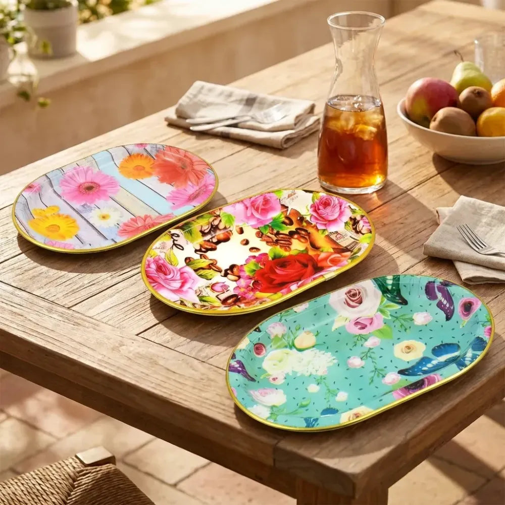 Flower printed serving trays - home & kitchen