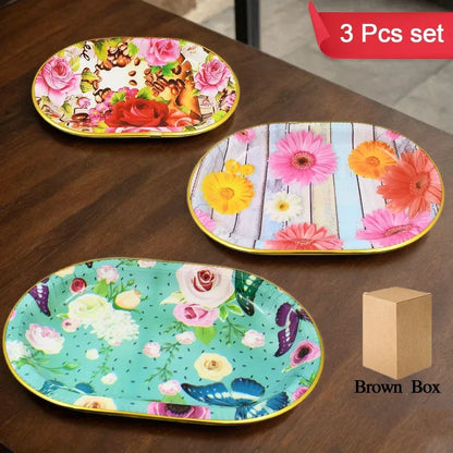 Flower printed serving trays - home & kitchen