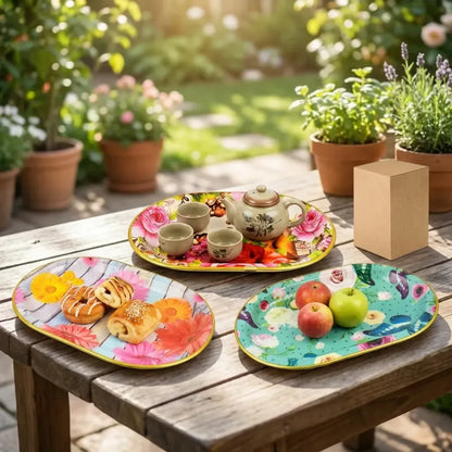 Flower printed serving trays - home & kitchen