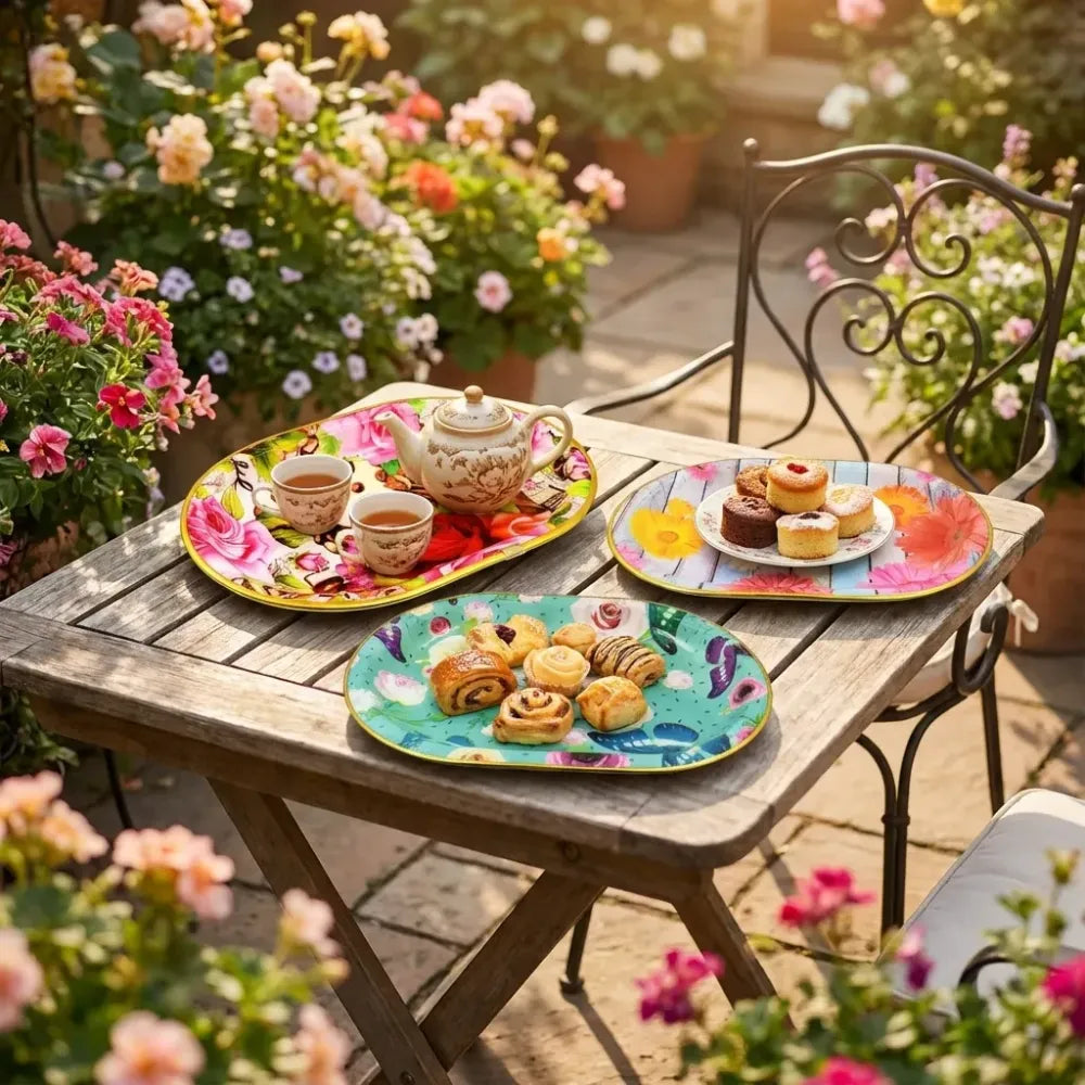 Flower printed serving trays - home & kitchen