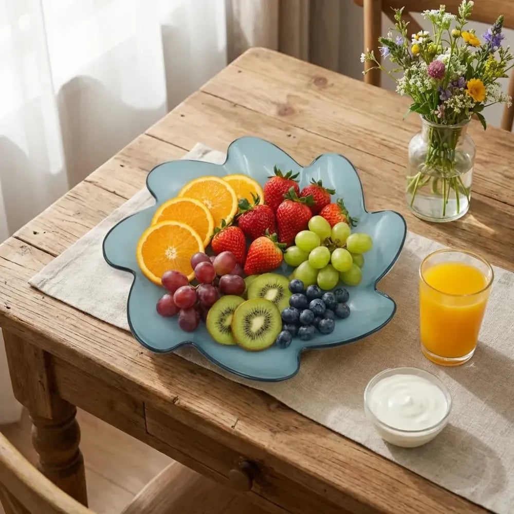 Flower shape plastic dinner fruit plate - home & kitchen