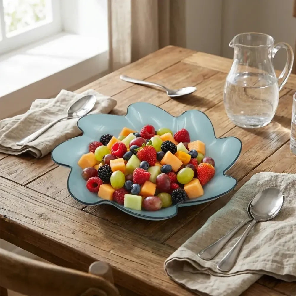 Flower shape plastic dinner fruit plate - home & kitchen