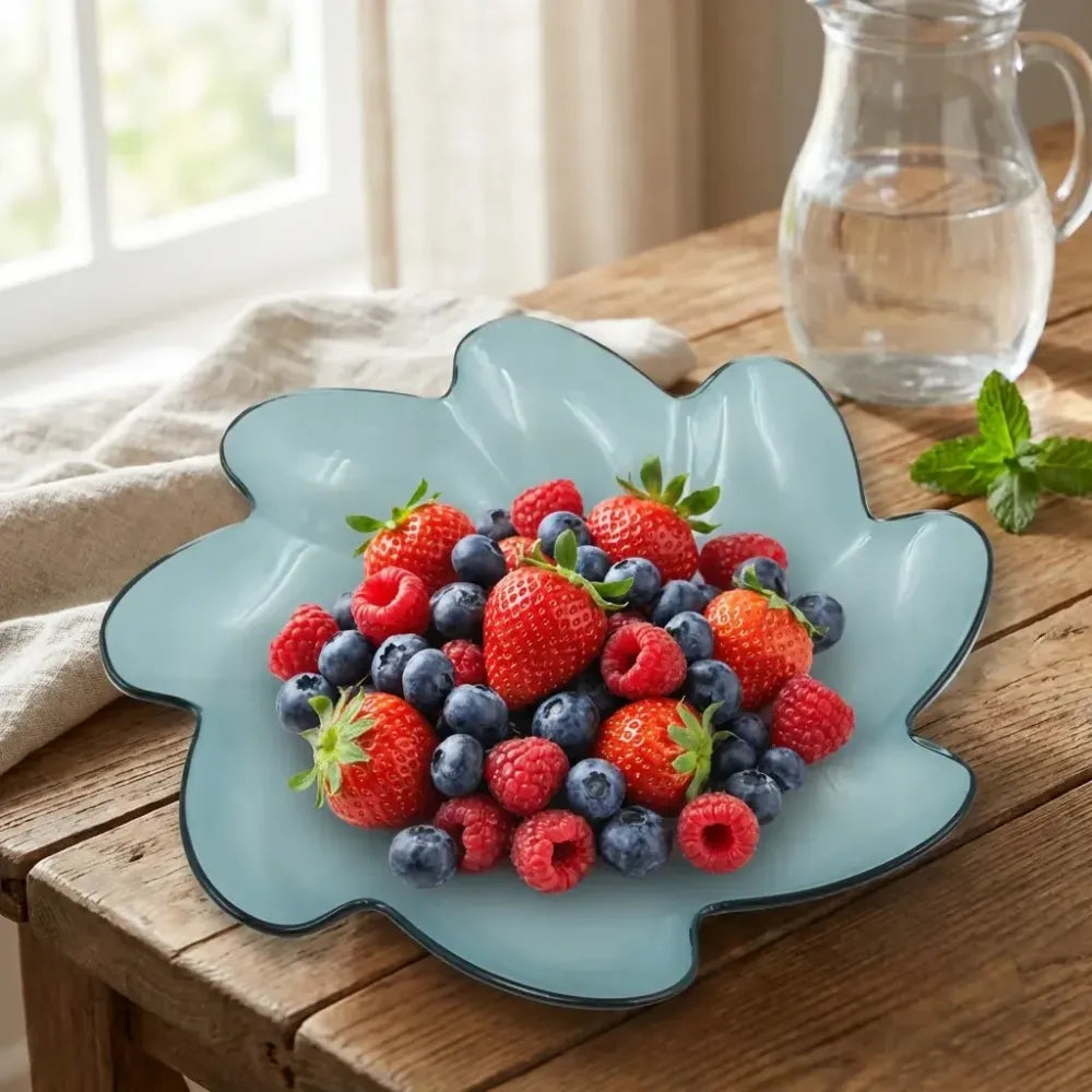 Flower shape plastic dinner fruit plate - home & kitchen