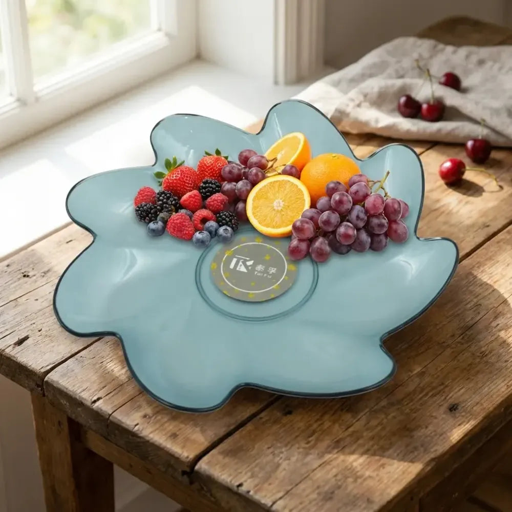 Flower shape plastic dinner fruit plate - home & kitchen