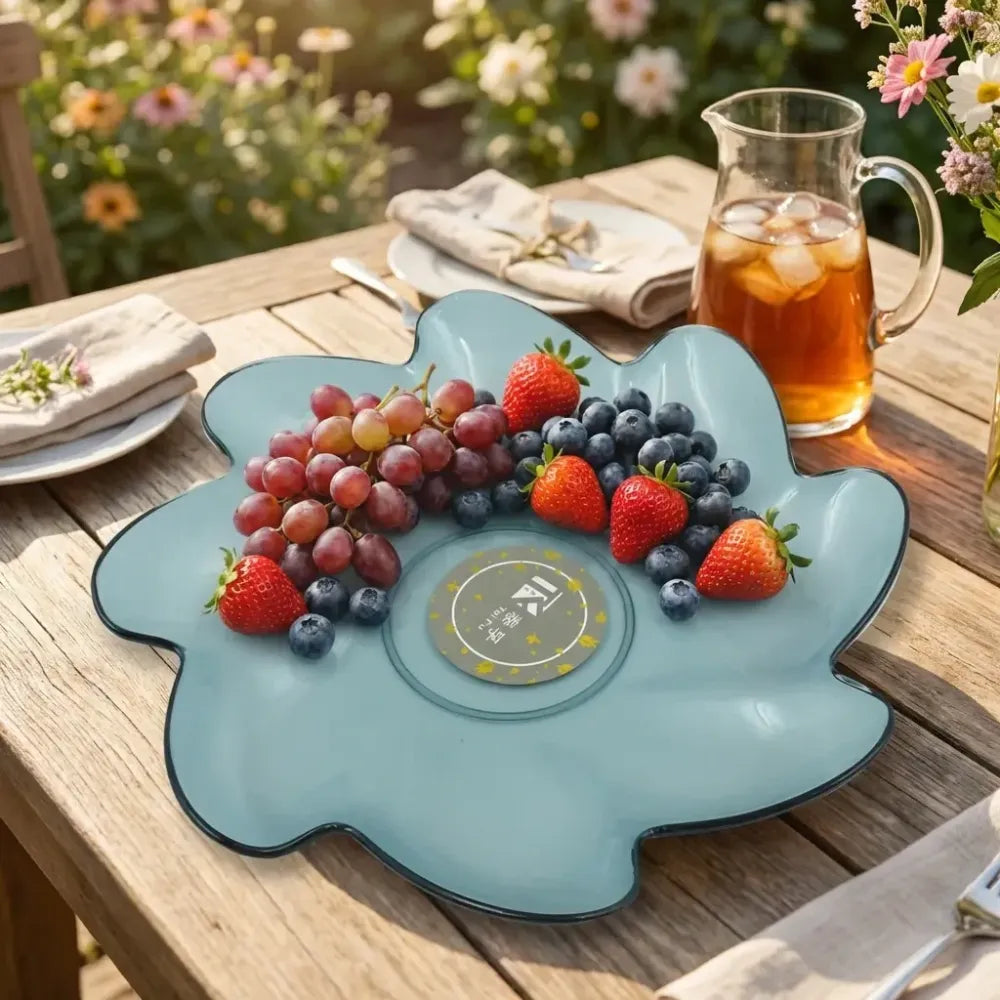 Flower shape plastic dinner fruit plate - home & kitchen