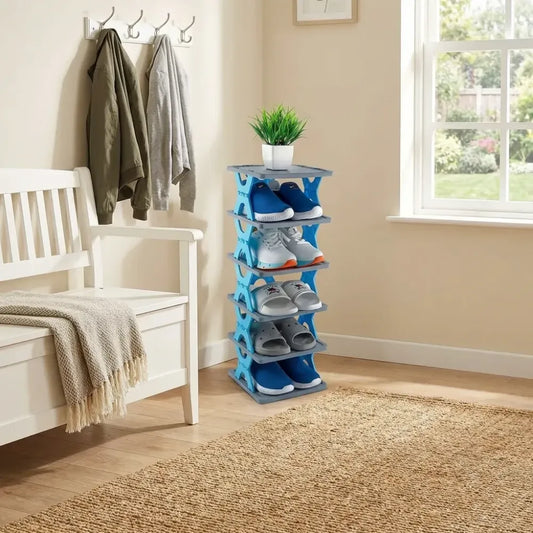 Foldable 4-tier shoe rack stores 16 pairs - home essentials