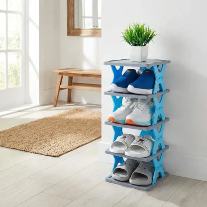 Foldable 4-tier shoe rack stores 16 pairs - home essentials