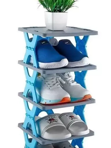 Foldable 4-tier shoe rack stores 16 pairs