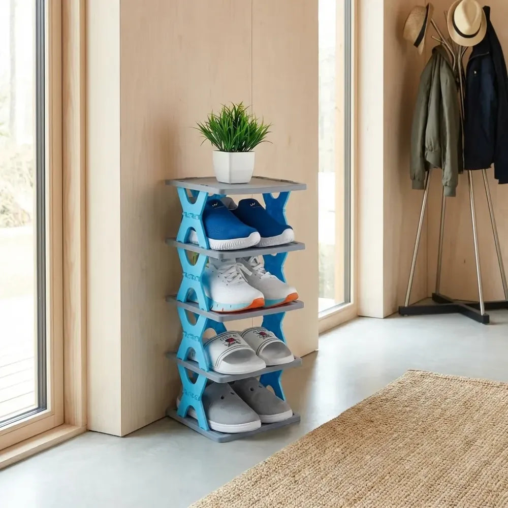 Foldable 4-tier shoe rack stores 16 pairs - home essentials