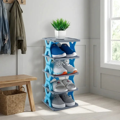 Foldable 4-tier shoe rack stores 16 pairs - home essentials