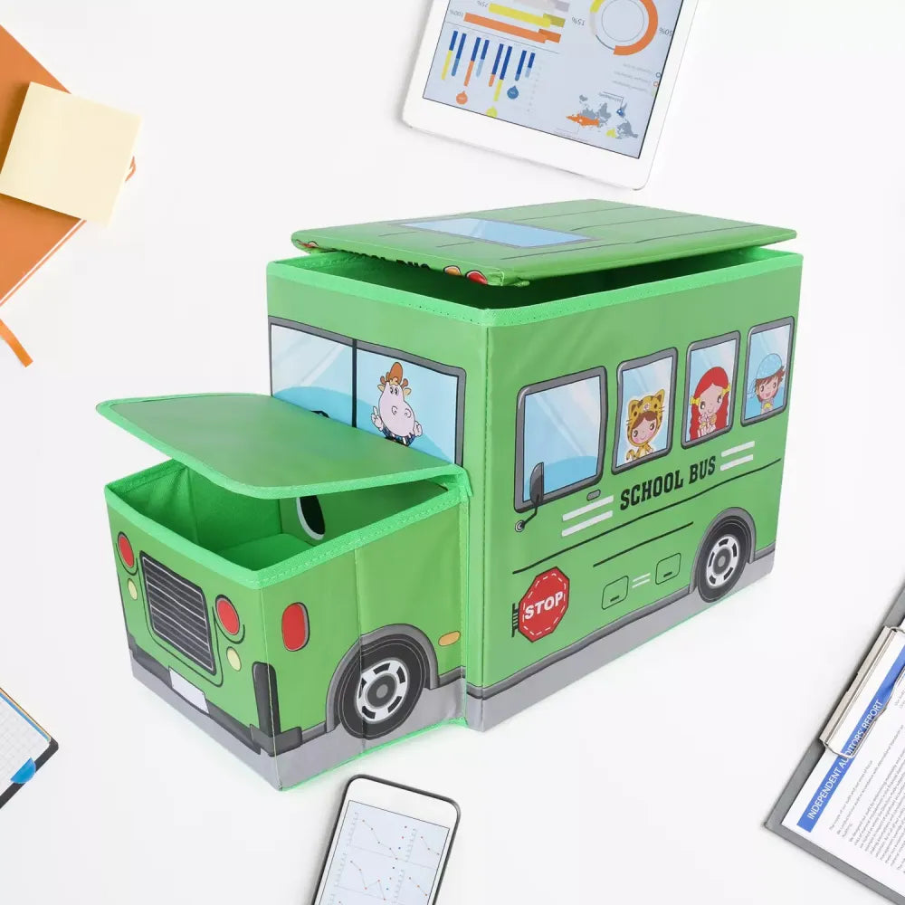 Foldable bus toy box
