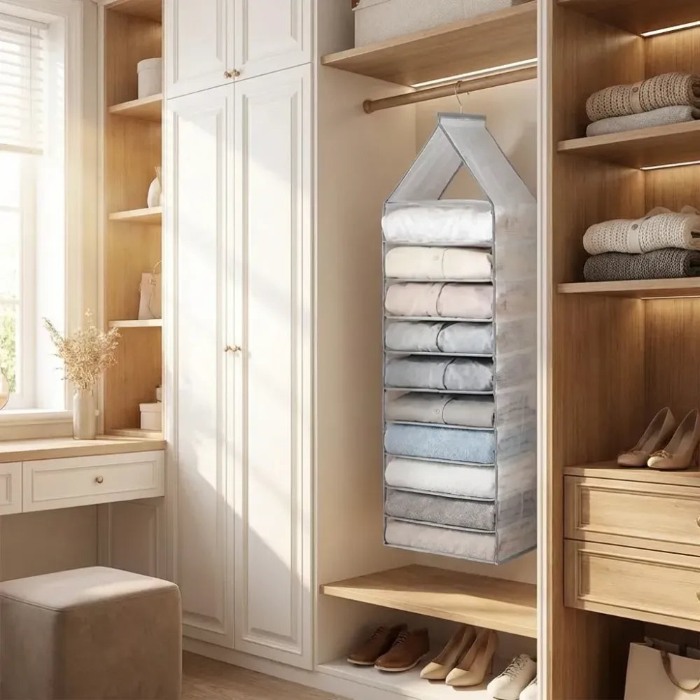 Foldable hanging closet organizer – 6 slots
