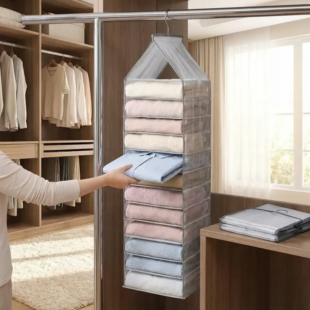 Foldable hanging closet organizer – 6 slots
