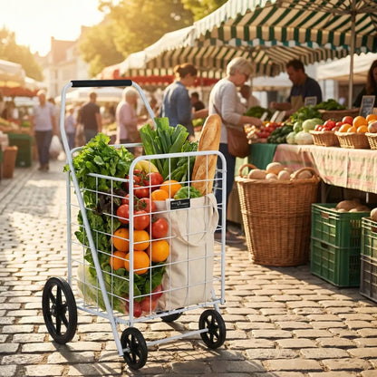 Foldable heavy-duty shopping trolley (set of 2 trolley) - home & kitchen
