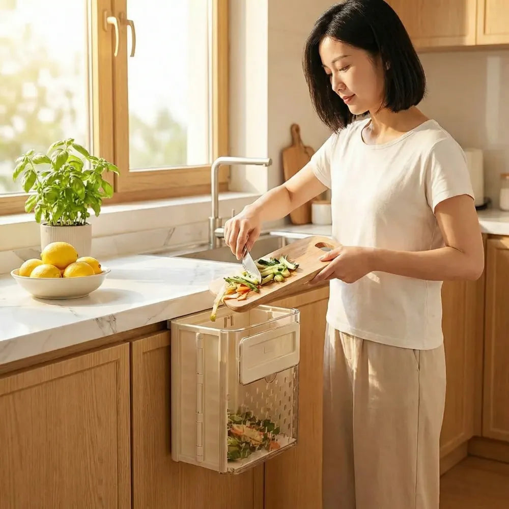 Foldable wall mounted trash can - home essentials
