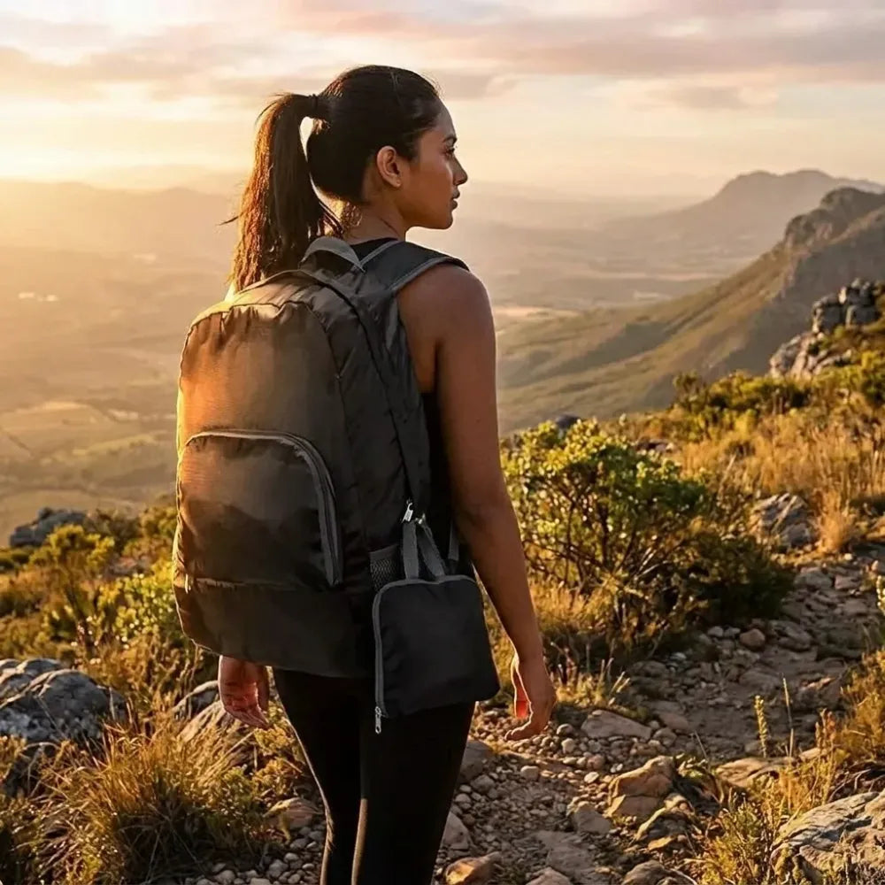 Foldable waterproof backpack as travel hiking daypack for men & women