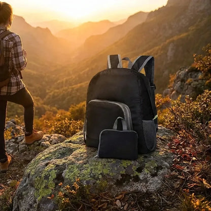 Foldable waterproof backpack as travel hiking daypack for men & women
