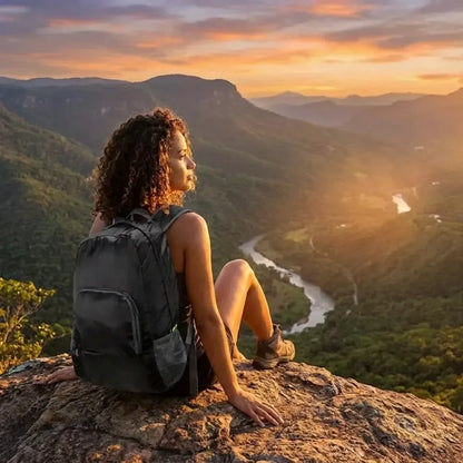 Foldable waterproof backpack as travel hiking daypack for men & women