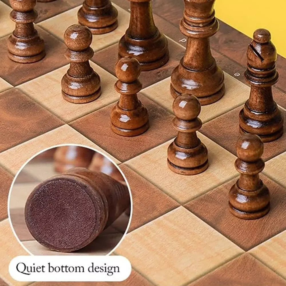 Foldable wooden chess set - toys
