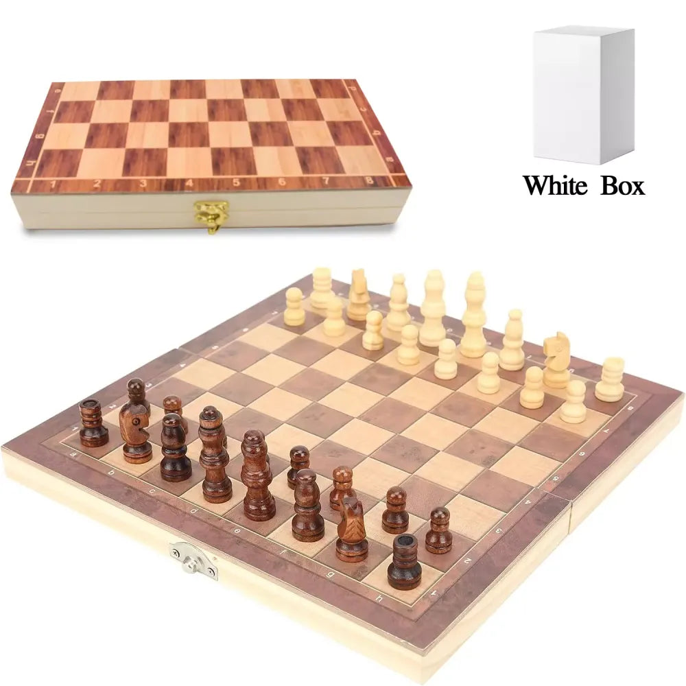 Foldable wooden chess set - toys