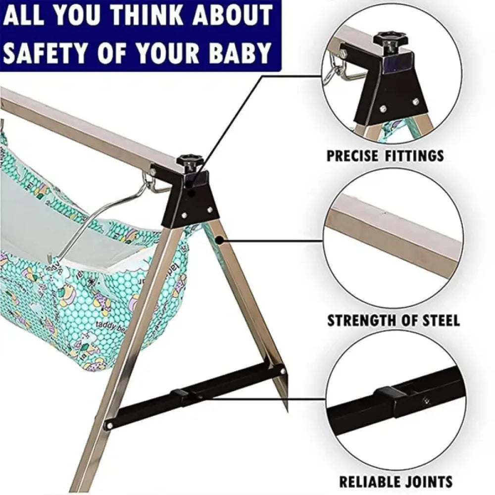 Folding baby cradle with mosquito net