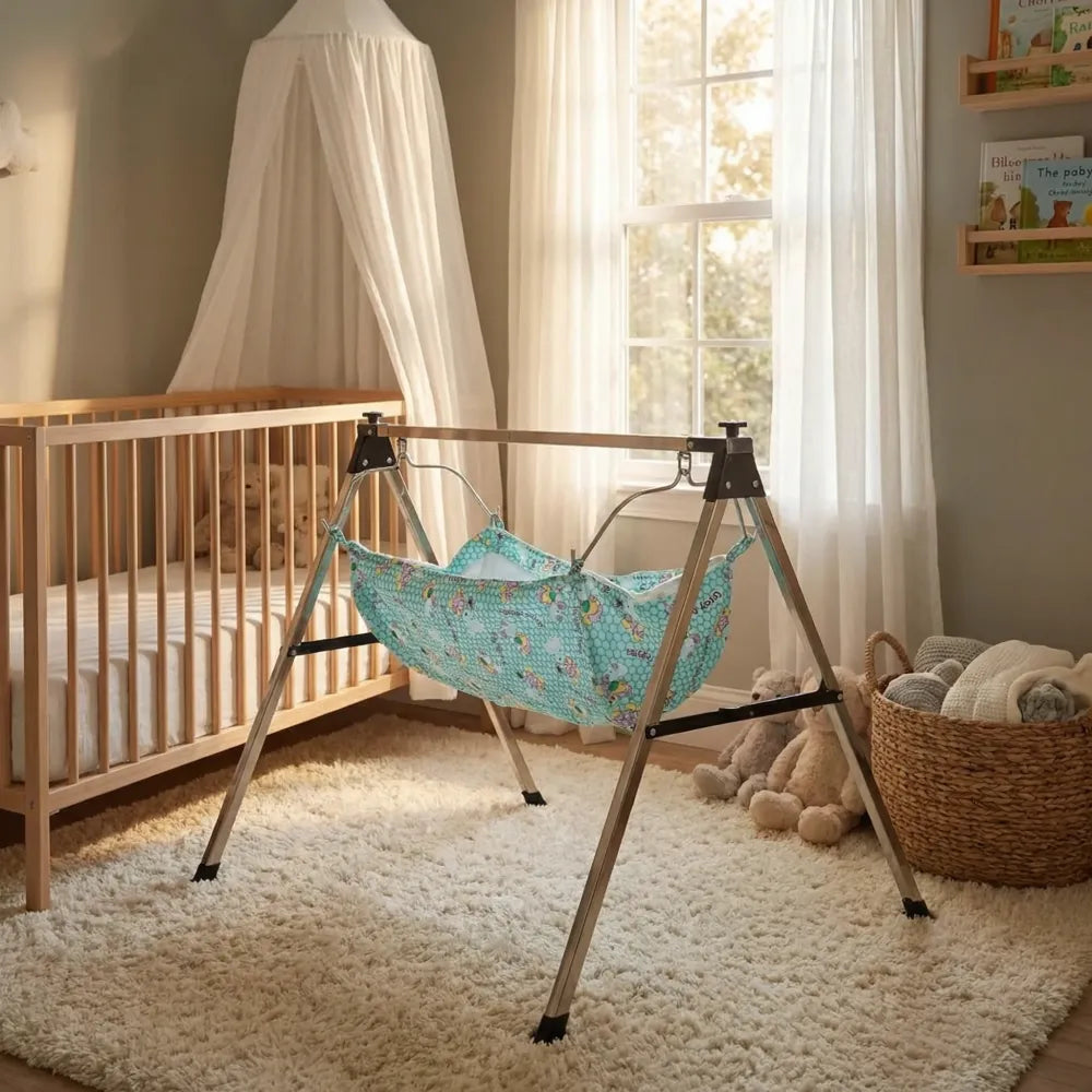 Folding baby cradle with mosquito net - home improvement