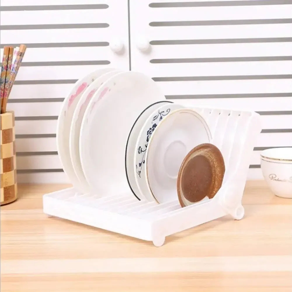 Folding plastic dish rack stand