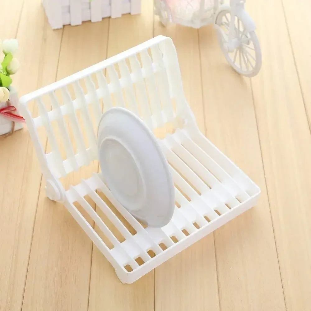 Folding plastic dish rack stand