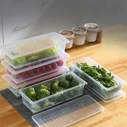 Fridge storage container with drain plate - home & kitchen