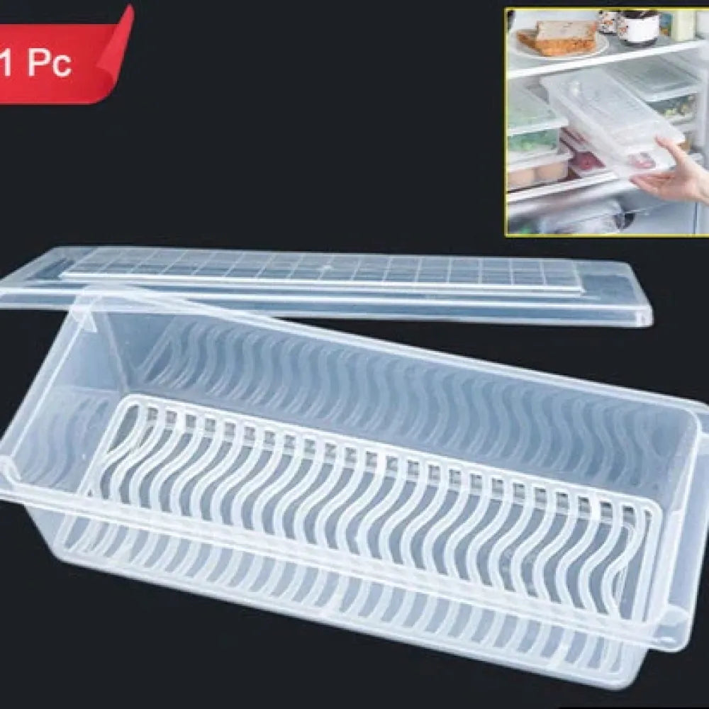 Fridge storage container with drain plate - home & kitchen