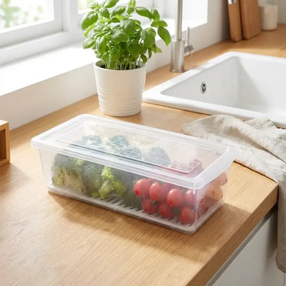 Fridge storage container with drain plate - home & kitchen